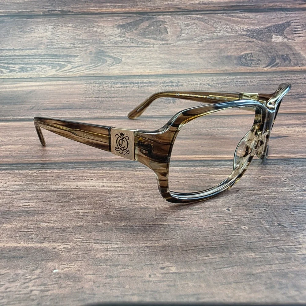 Juicy Couture Glitterati/S Brown Striped Eyeglasses EE9 Y6 58-15-125 Gold‎ Logo